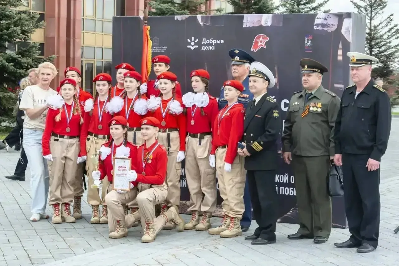 Юнармейский отряд из Подольска занял третье место на областном смотре строя и песни  На мемориале «П