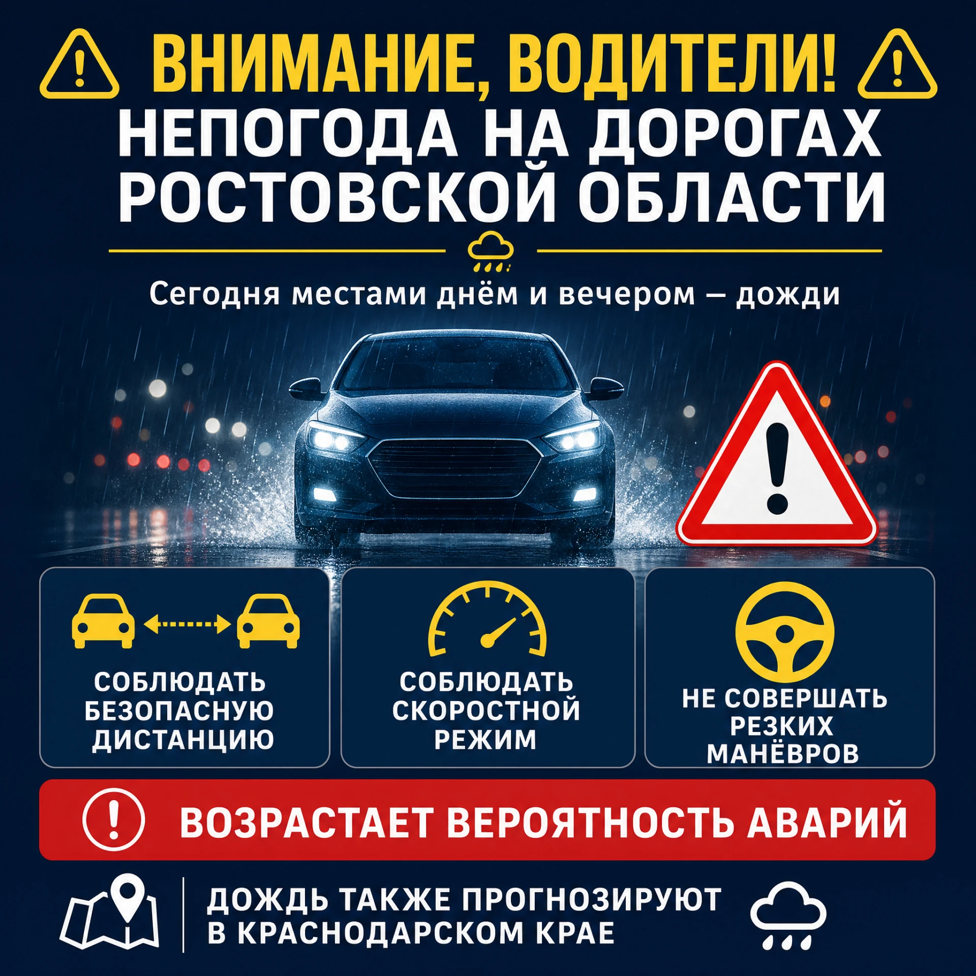 Водителей Ростовской области предупредили о непогоде на дорогах