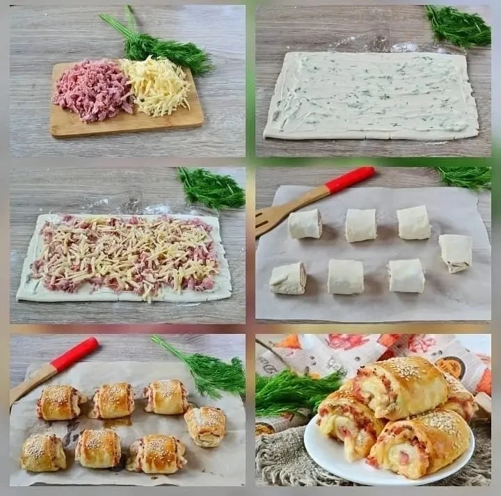 🥐 Закусочные слойки-рулетики

Гости будут рады такой закуске! Хрустящие снаружи, с нежной начинкой 