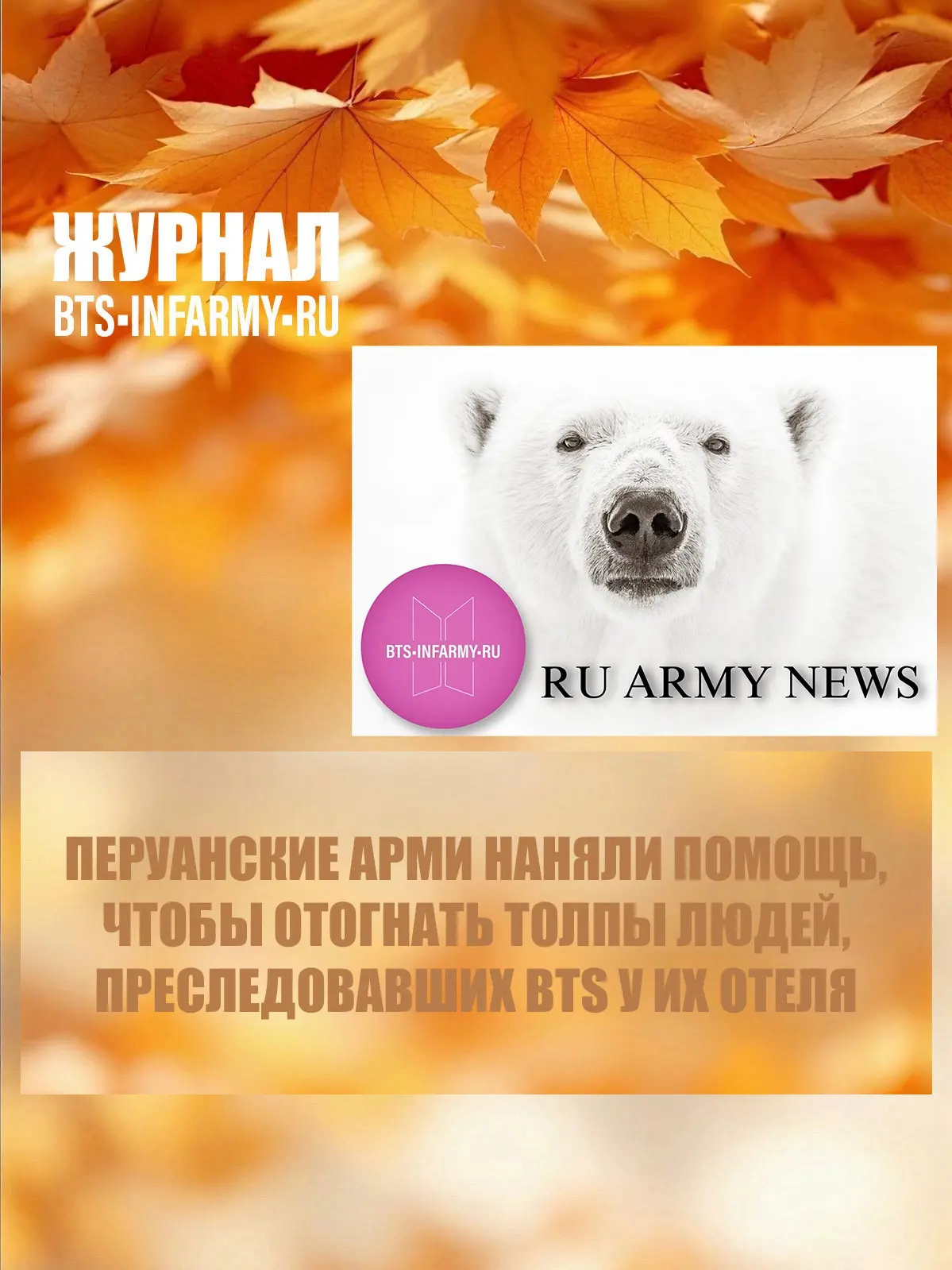 Перуанские Арми наняли помощь, чтобы отогнать толпы людей, преследовавших BTS у их отеля