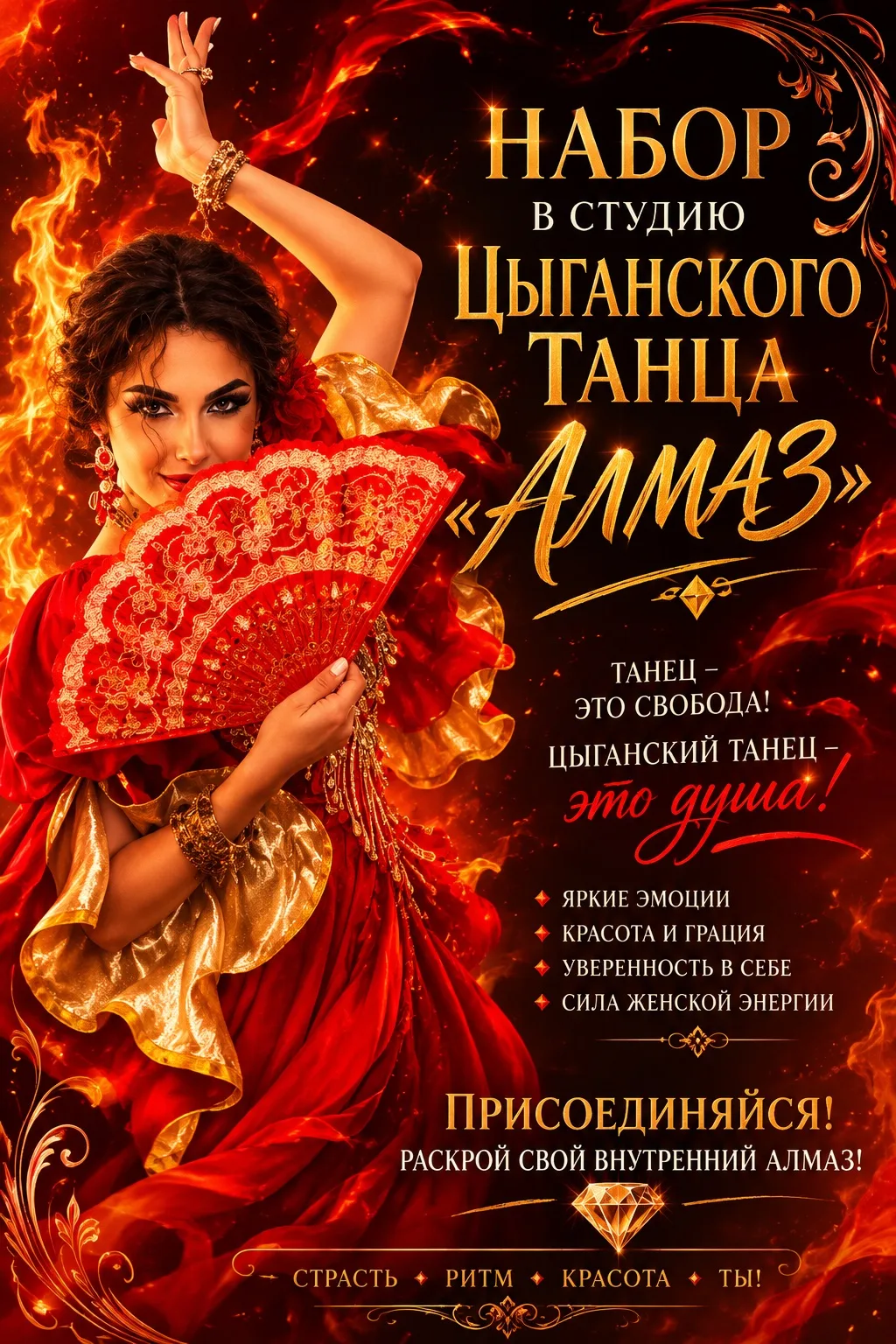 🔥 ВНИМАНИЕ! НАБОР В СТУДИЮ ЦЫГАНСКОГО ТАНЦА «АЛМАЗ»! 🔥