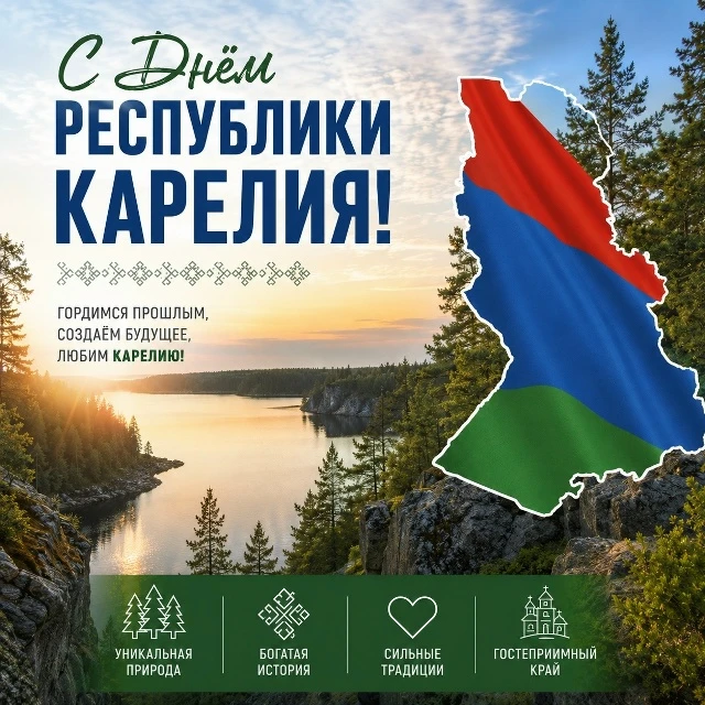 С Днём Республики Карелия!

Карелия — это край удивительной природы, бескрайних лесов, чистейших озё