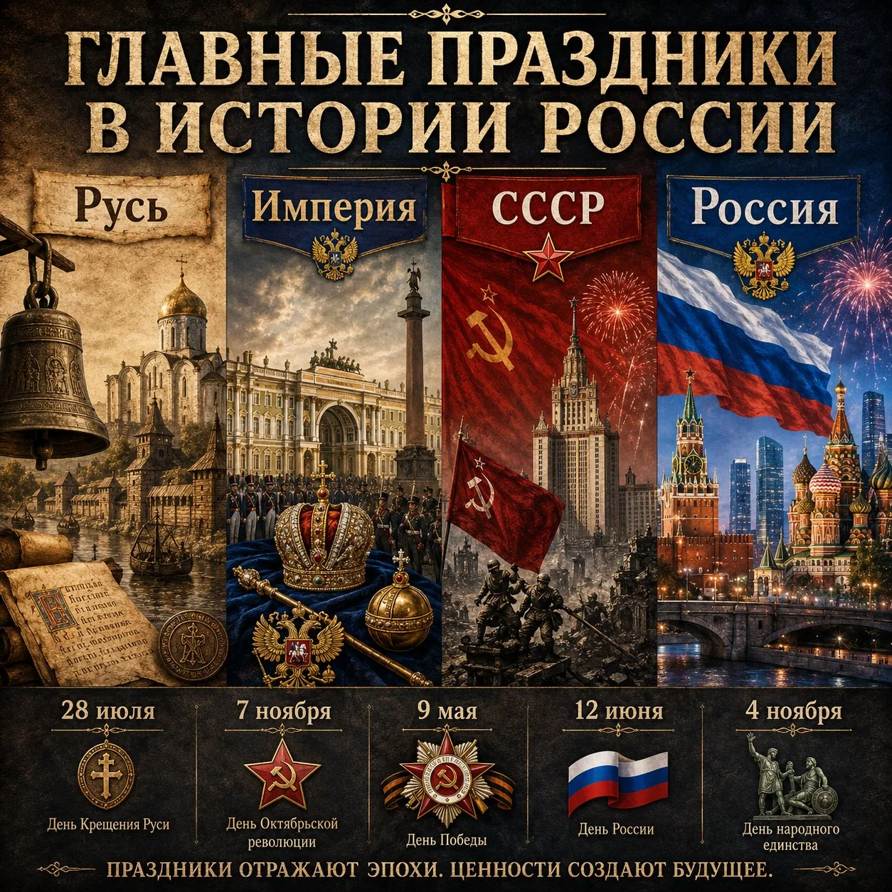 🇷🇺 Главные праздники в истории России: что они на самом деле отражали?

У каждого государства есть
