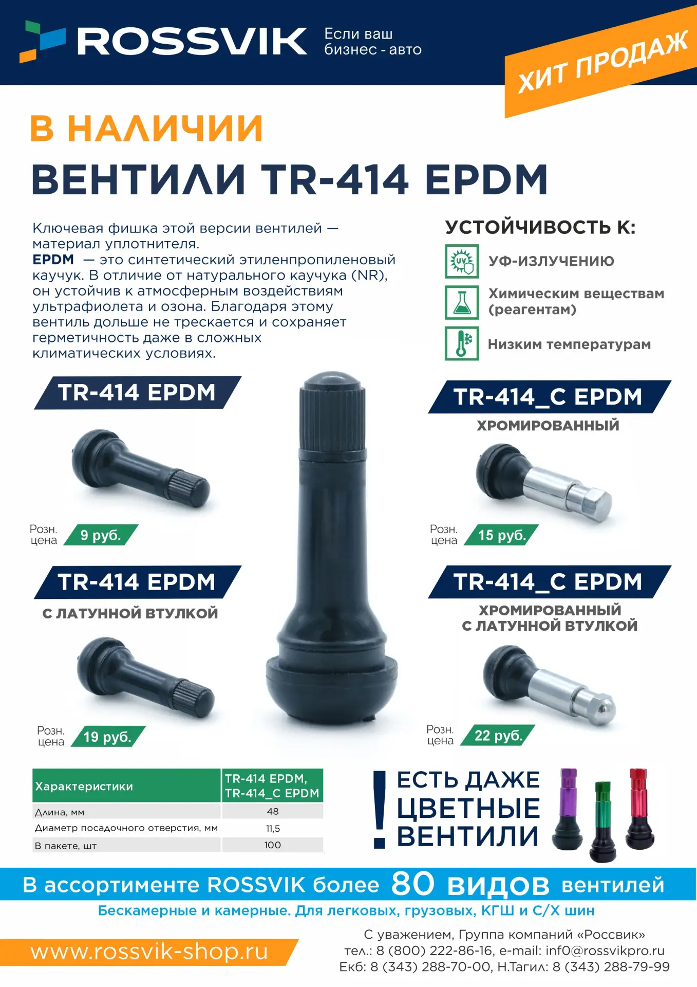 Вентили ROSSVIK TR 414 EPDM: маленькая деталь — большая ответственность за репутацию 💪