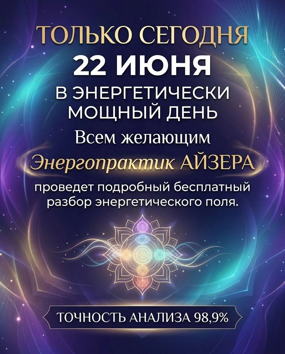 🔋🔮 ПОЛУЧИТЕ БЕСПЛАТНЫЙ ЭНЕРГЕТИЧЕСКИЙ РАЗБОР ОТ ЭКСПЕРТА-ЭНЕРГОПРАКТИКА
Сегодня всем подписчикам Э