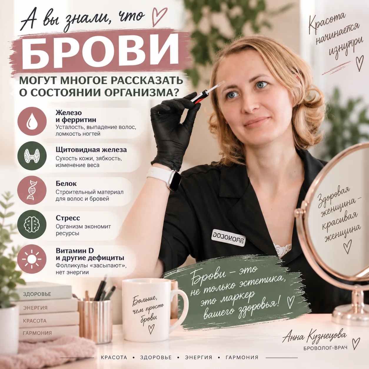 🌿 А ВЫ ЗНАЛИ, ЧТО БРОВИ МОГУТ МНОГОЕ РАССКАЗАТЬ О СОСТОЯНИИ ОРГАНИЗМА?