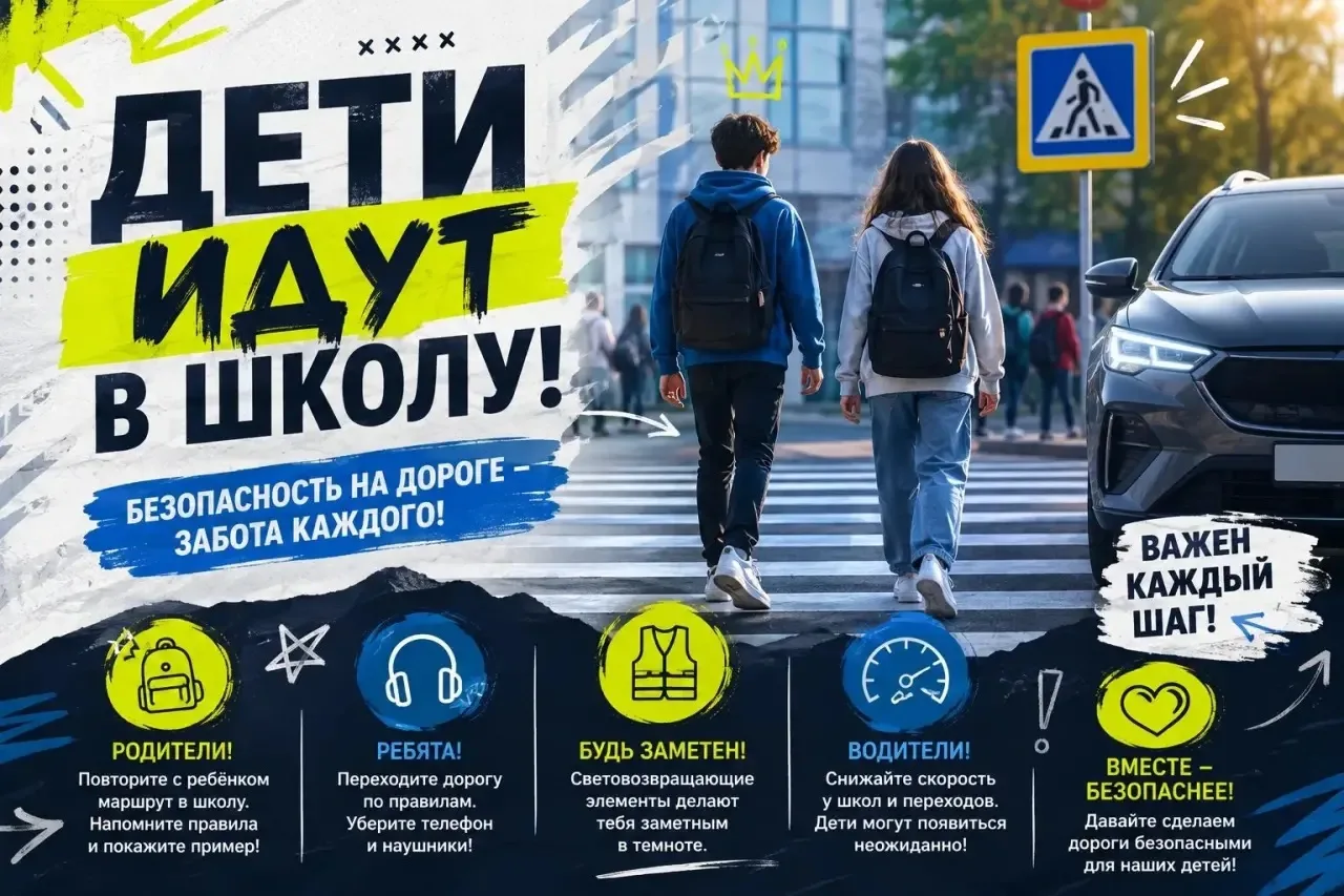 🚦ДЕТИ ИДУТ В ШКОЛУ: ВРЕМЯ ВСПОМНИТЬ О ДОРОЖНОЙ БЕЗОПАСНОСТИ