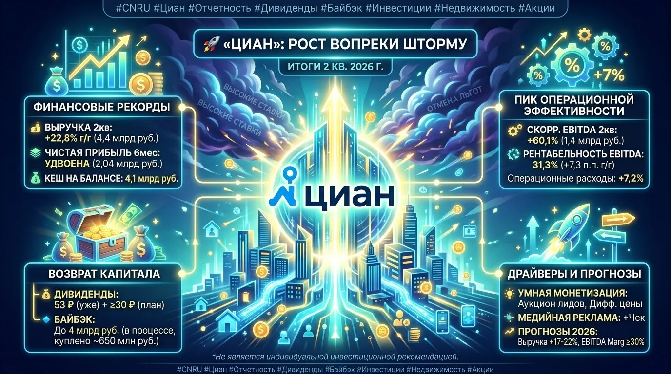 #CNRU #Циан #Отчетность #Дивиденды #Байбэк #Инвестиции #Недвижимость #Акции