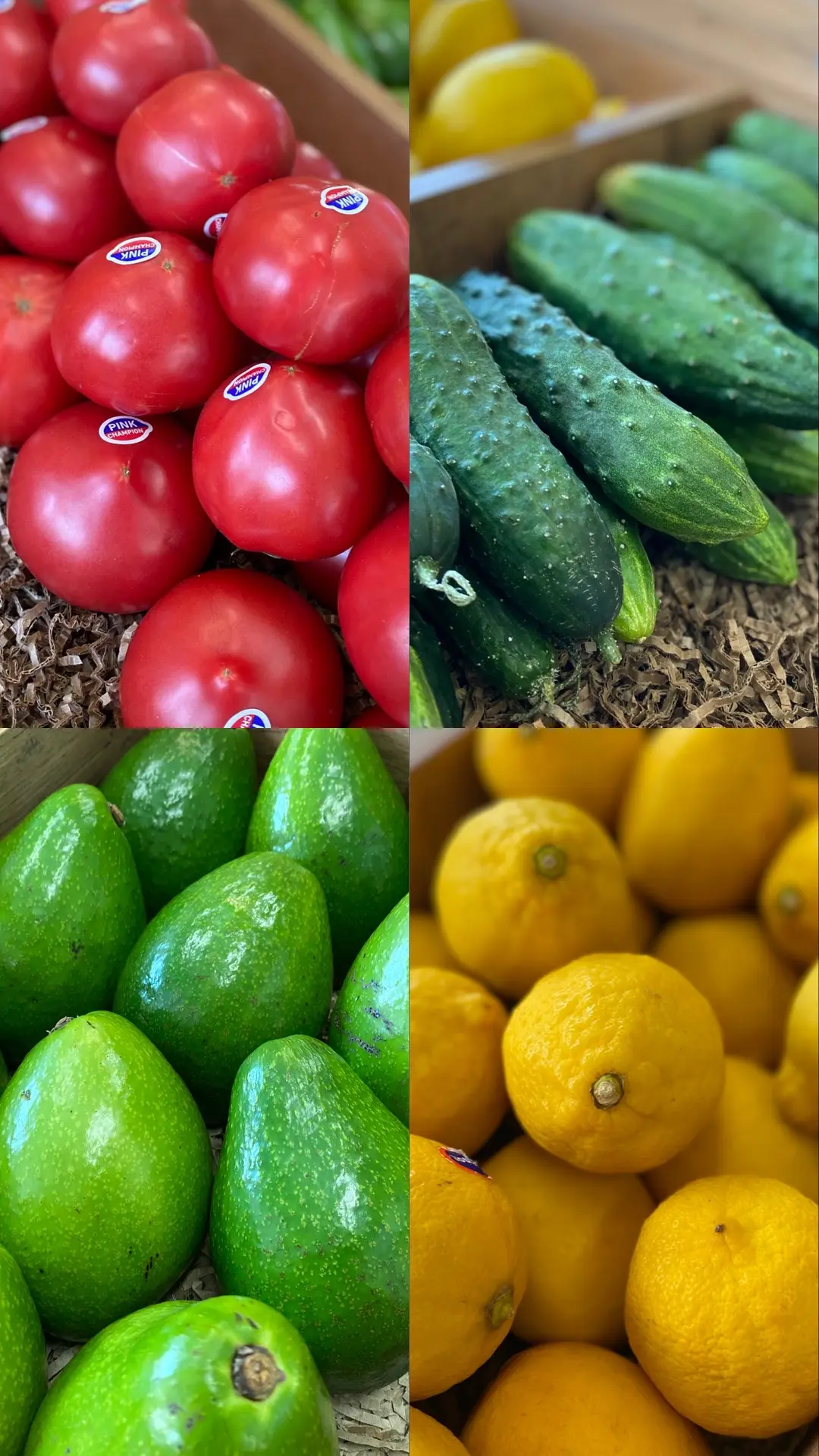 🍅Помидоры 290₽/кг🍅
🥒Огурцы 220₽/кг🥒
🥑Авокадо 160₽/шт🥑
🍋Лимон 350₽/кг🍋