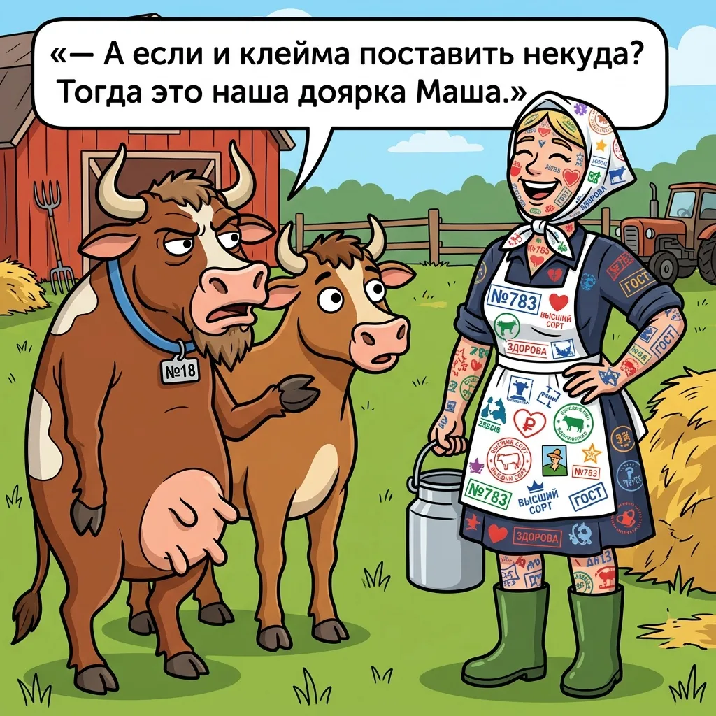 Старый бык учит молодого:
— Слушай, если на боку нет клейма — это телочка, если есть — уже коровка.
