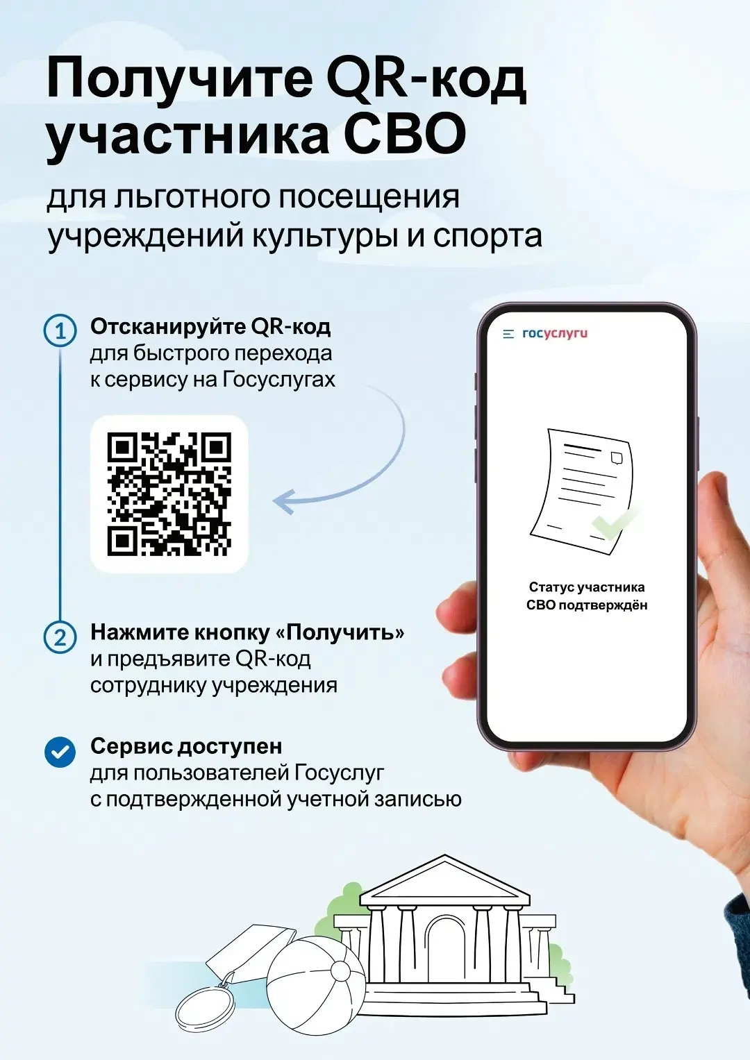 На Едином портале «Госуслуги» работает цифровой сервис — «QR-код для подтверждения статуса участника