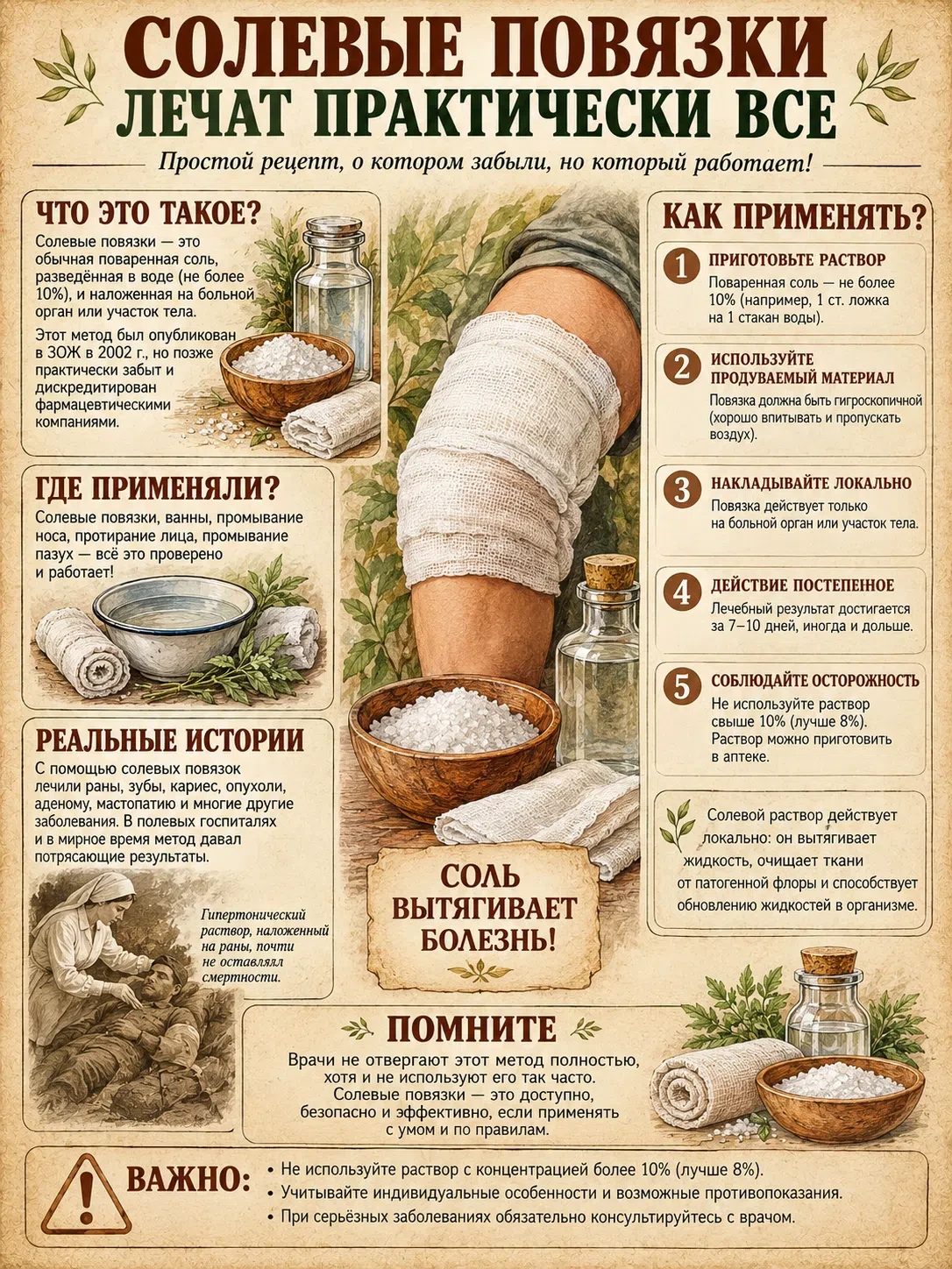 СОЛЕВЫЕ ПОВЯЗКИ ЛЕЧАТ ПРАКТИЧЕСКИ ВСЕ