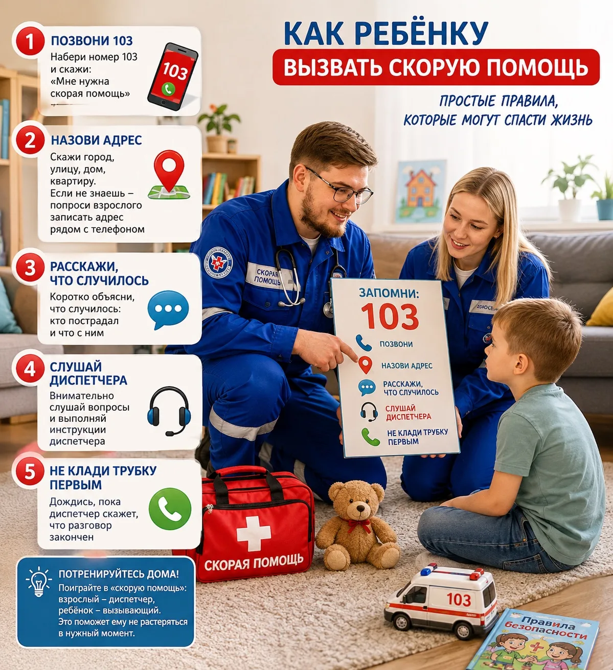 🚑 Как научить ребёнка вызывать 103