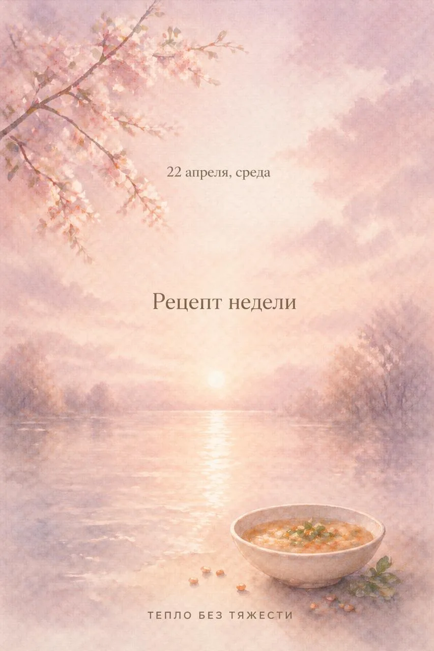 22 апреля, среда. Рецепт недели.  Апрель в разгаре. Тело просит чего-то тёплого и лёгкого одновремен