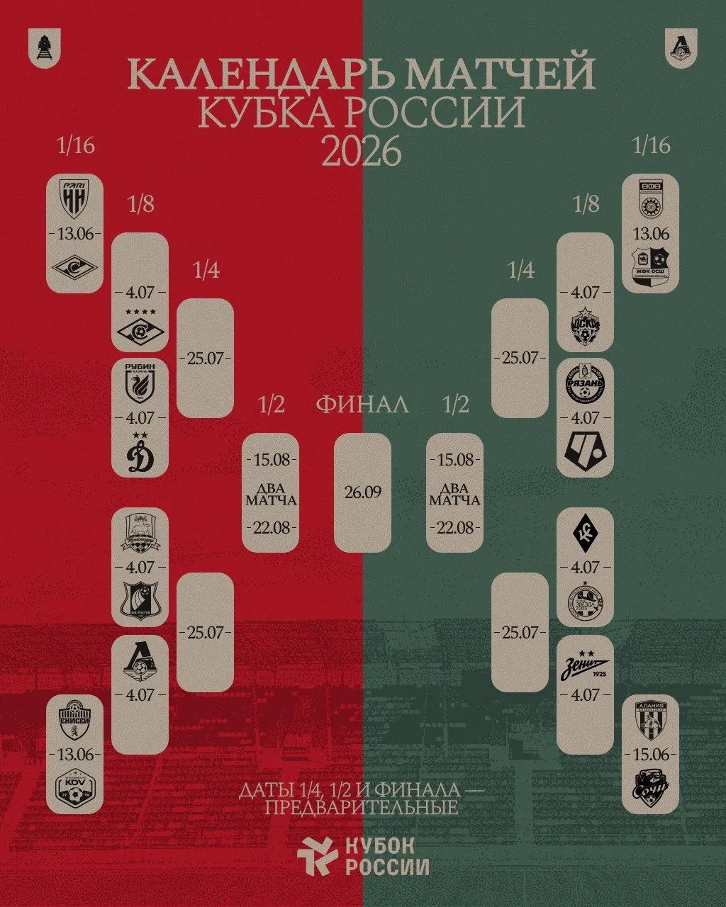 🏆 4 июля начнём борьбу за Кубок России
