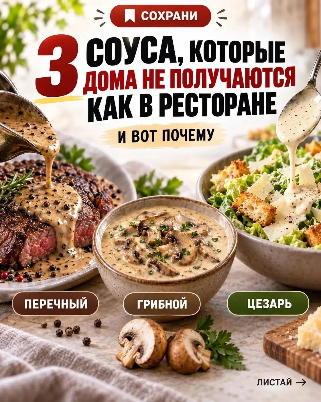3 СОУСА, КОТОРЫЕ ДОМА ПОЧЕМУ-ТО НЕ ТАКИЕ, КАК В РЕСТОРАНЕ 🤌