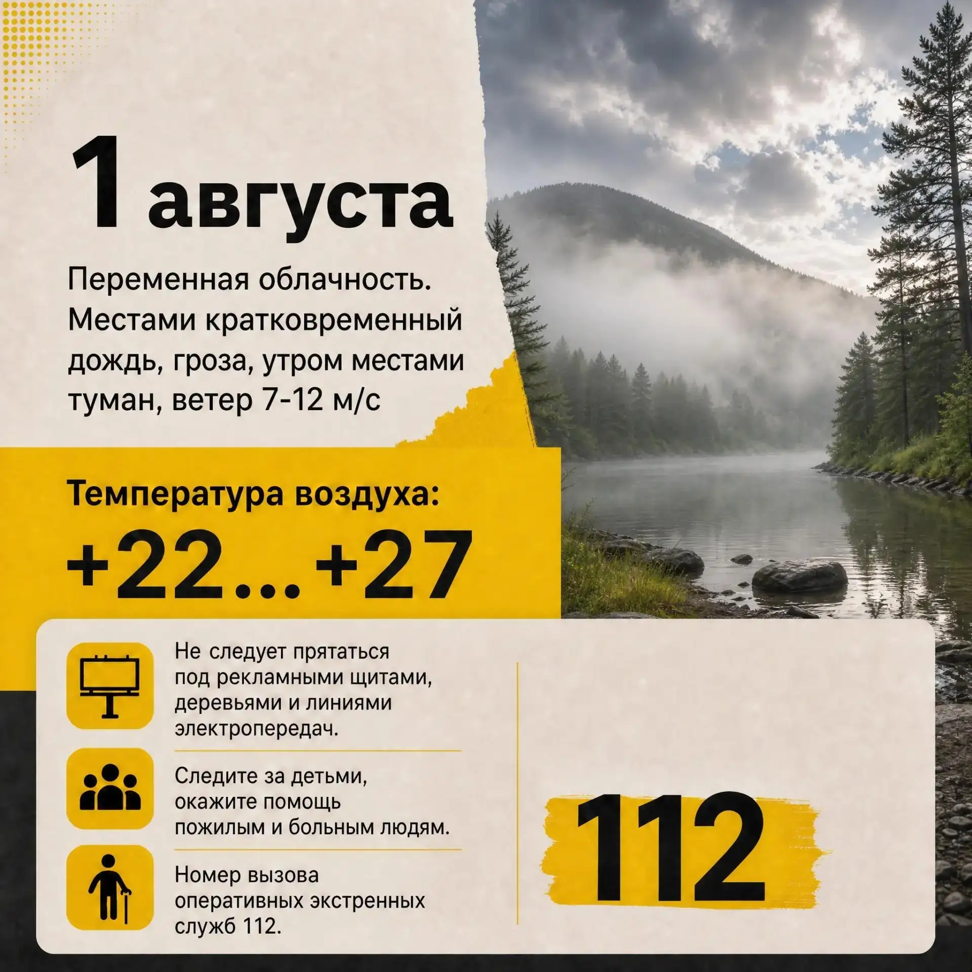 Прогноз погоды на 1 августа