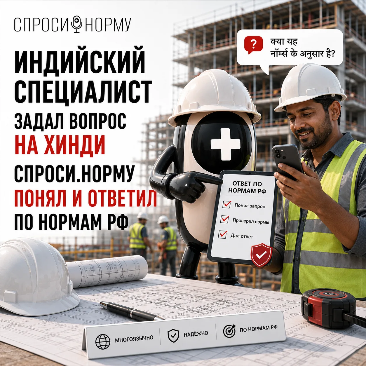 ⚡️ ВОПРОС НА ХИНДИ — ОТВЕТ ПО РОССИЙСКИМ СТРОИТЕЛЬНЫМ НОРМАМ 

На строительной площадке в Саратове п