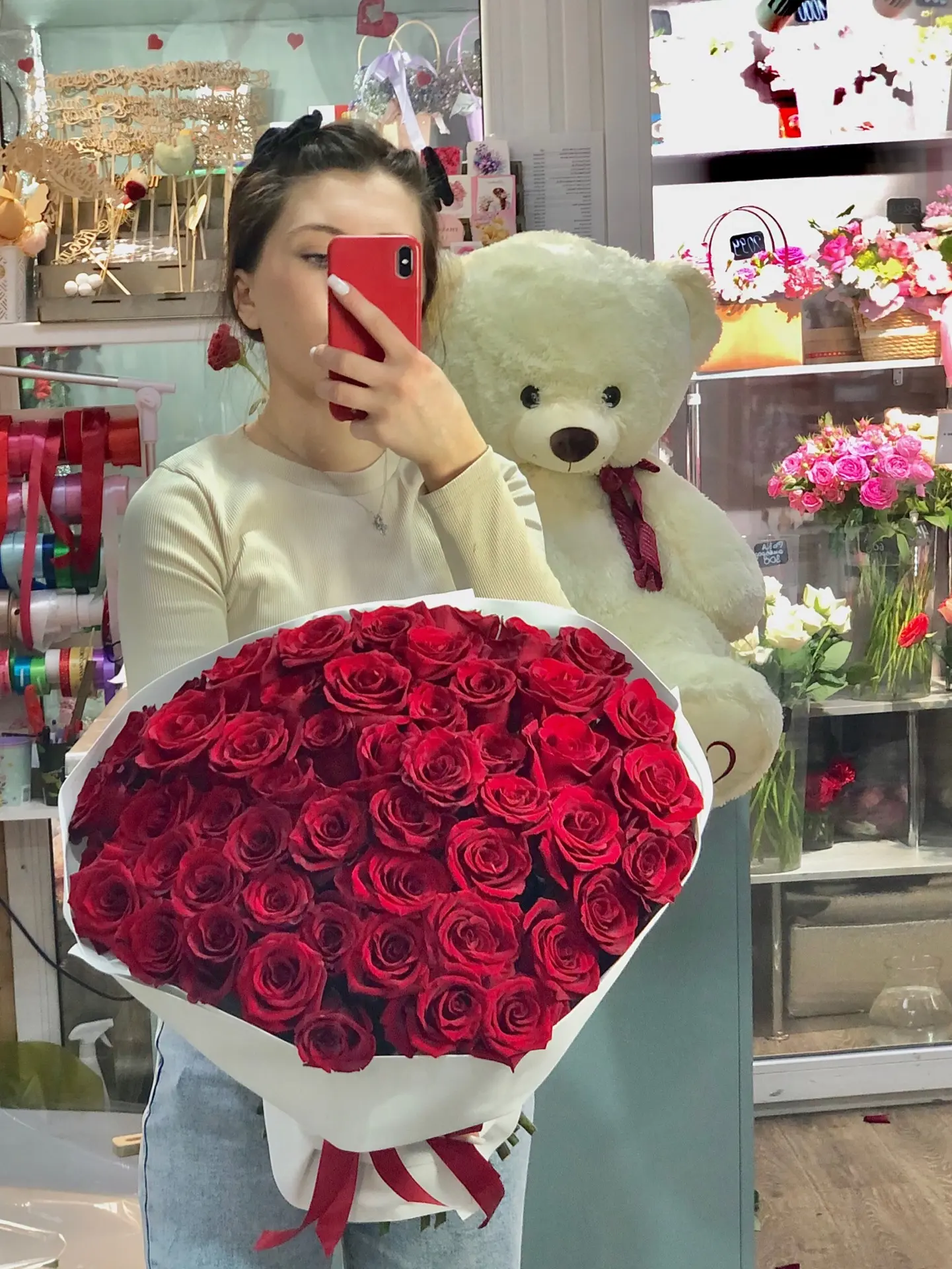 51 Роза +Мишка 🧸🌹