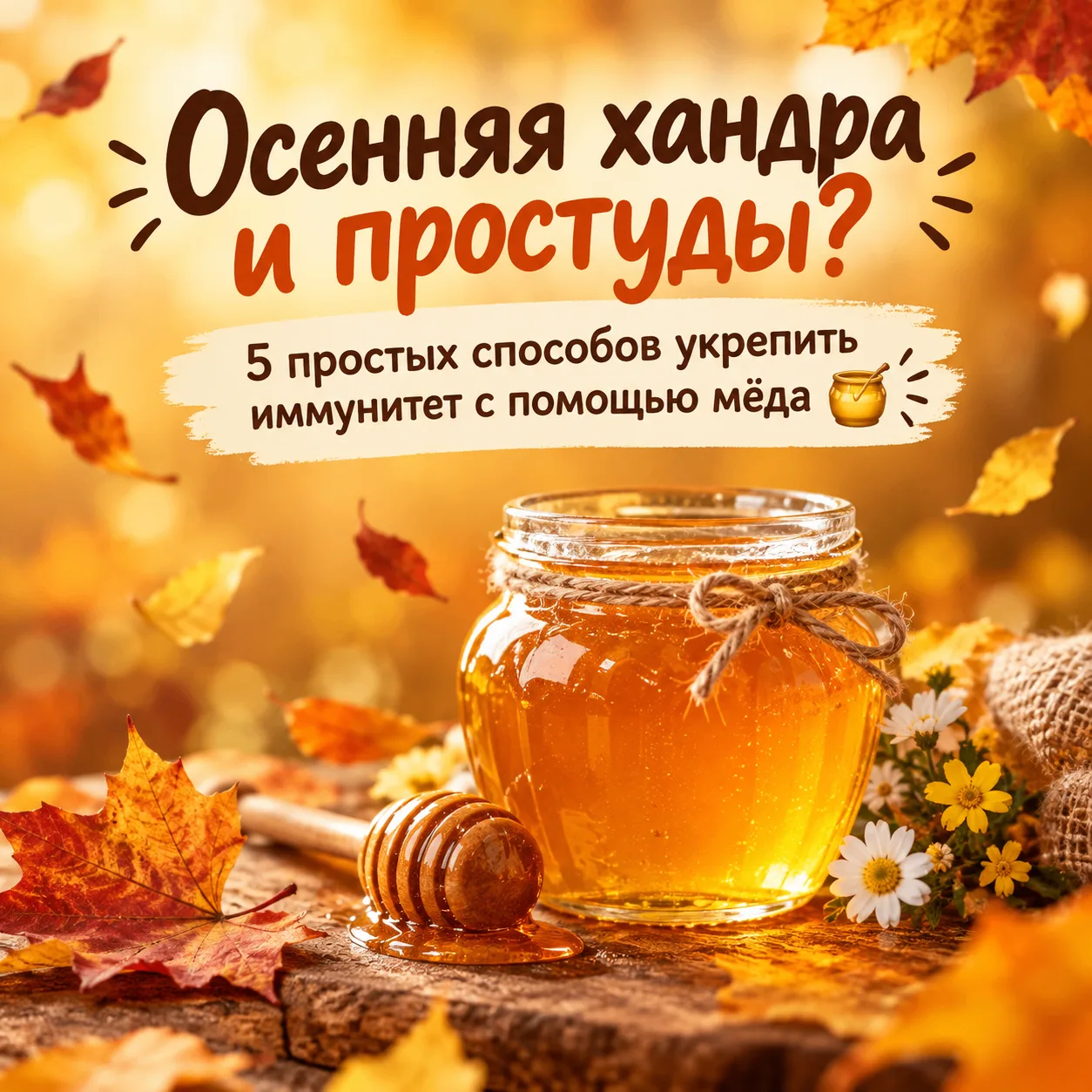 🍯 Осень — время простуд. А вы знали, что мёд может стать вашим помощником?