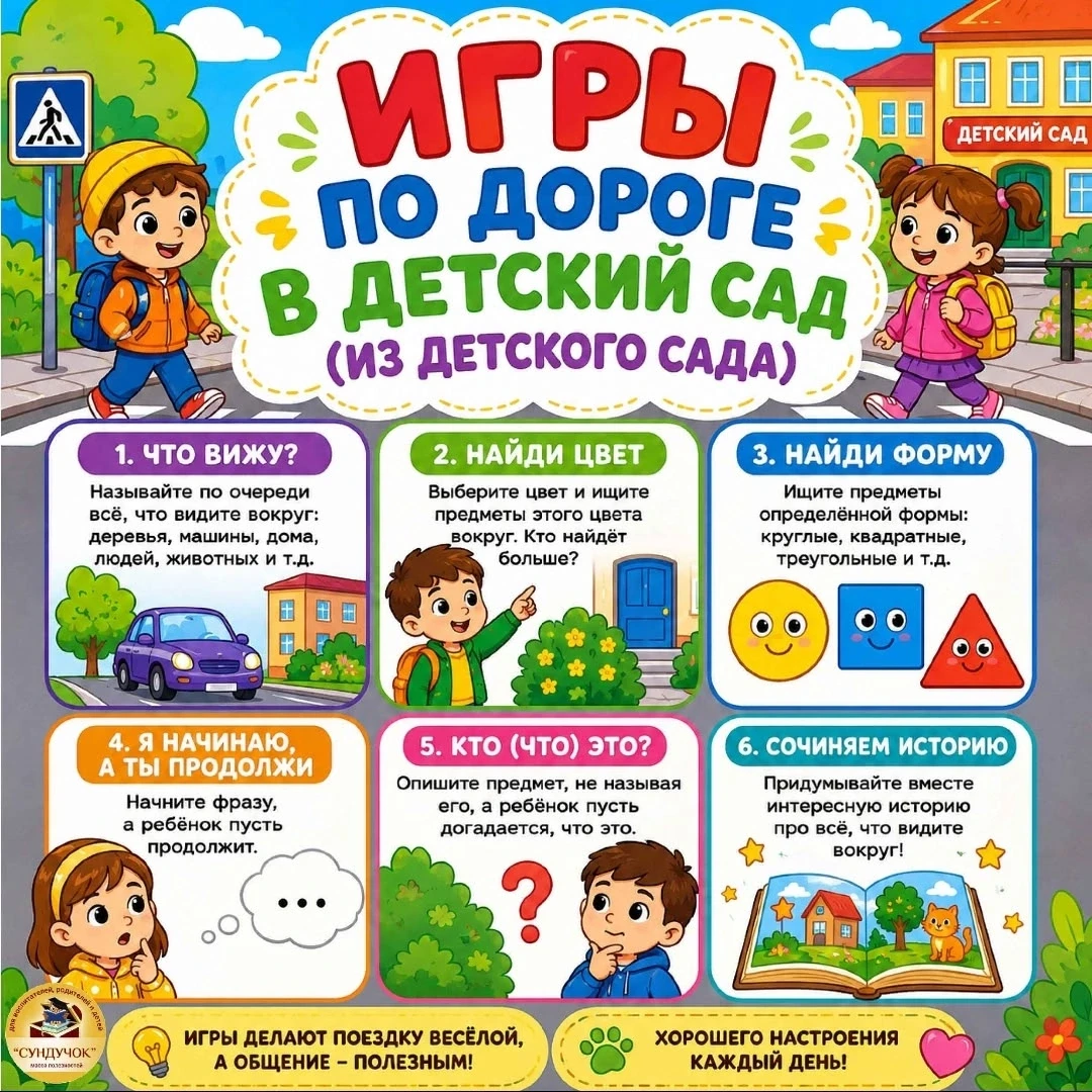 Дорогие родители! Знаете ли вы, что обычная дорога в детский сад может стать увлекательным приключен