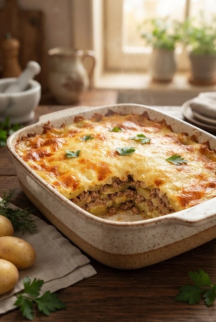 🥔🥩 Уютная Мясная Запеканка с Картофелем – Тепло Домашнего Очага! 🥩🥔