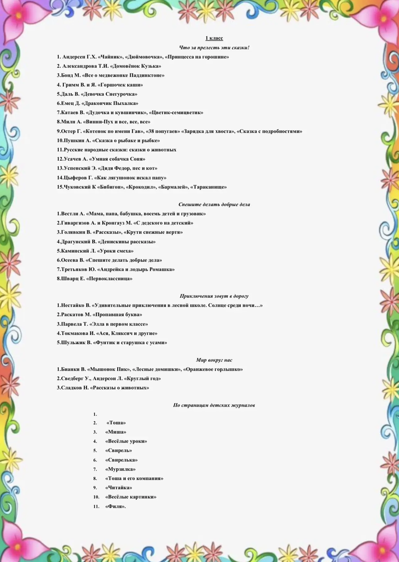 ‼️Список литературы, рекомендованной для дополнительного чтения в 1-4 классах‼️