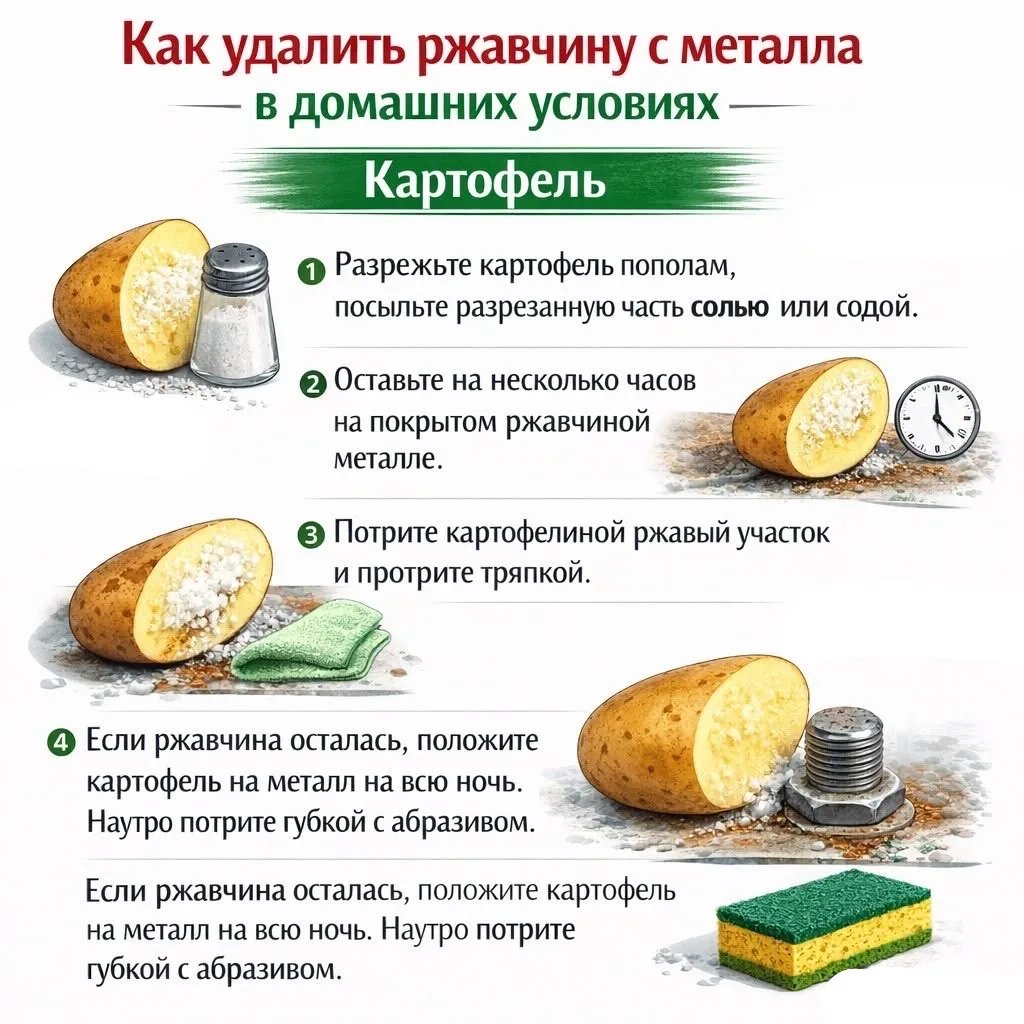 Картофель против ржавчины: копеечный метод, который работает! 🥔✨

Обычный картофель содержит щавеле