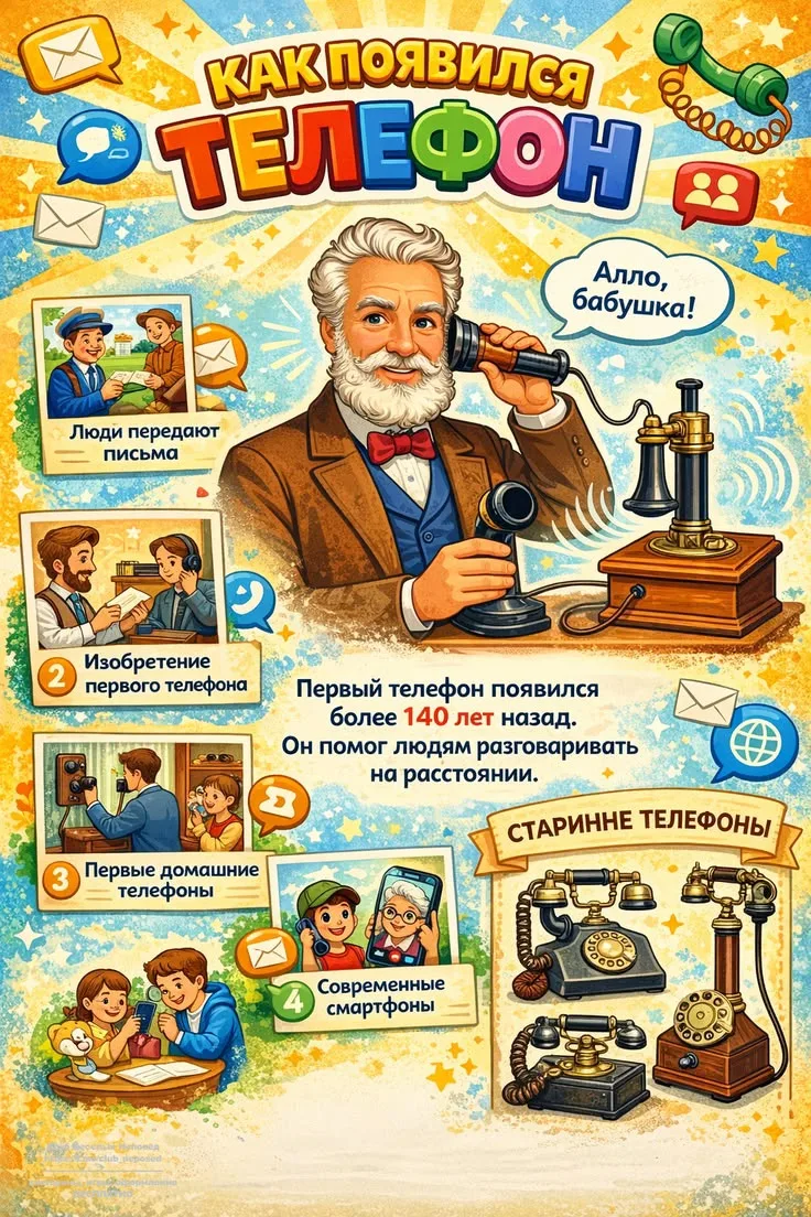 🤖 РЕБЯТА, А ВЫ ЗНАЛИ, КОГДА И КАК ПОЯВИЛСЯ ТЕЛЕФОН?

Представьте: ещё чуть больше 140 лет назад люд