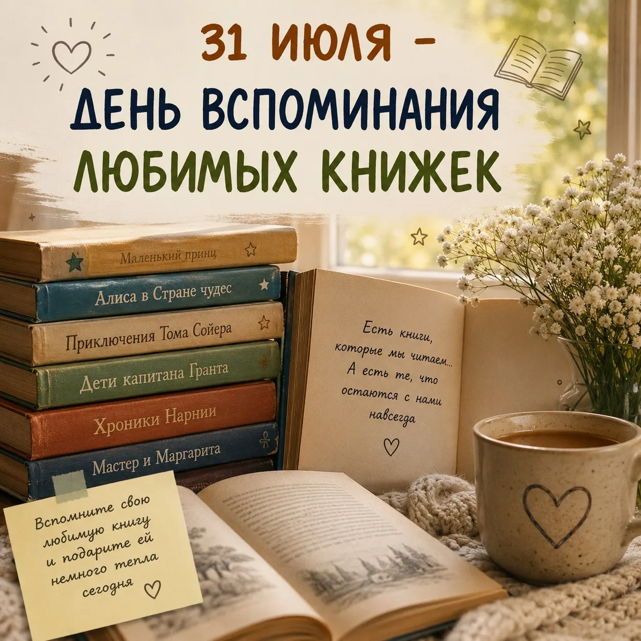 31 июля - День воспоминания любимых книжек


31 июля отмечается очень милый, добрый и интересный пра