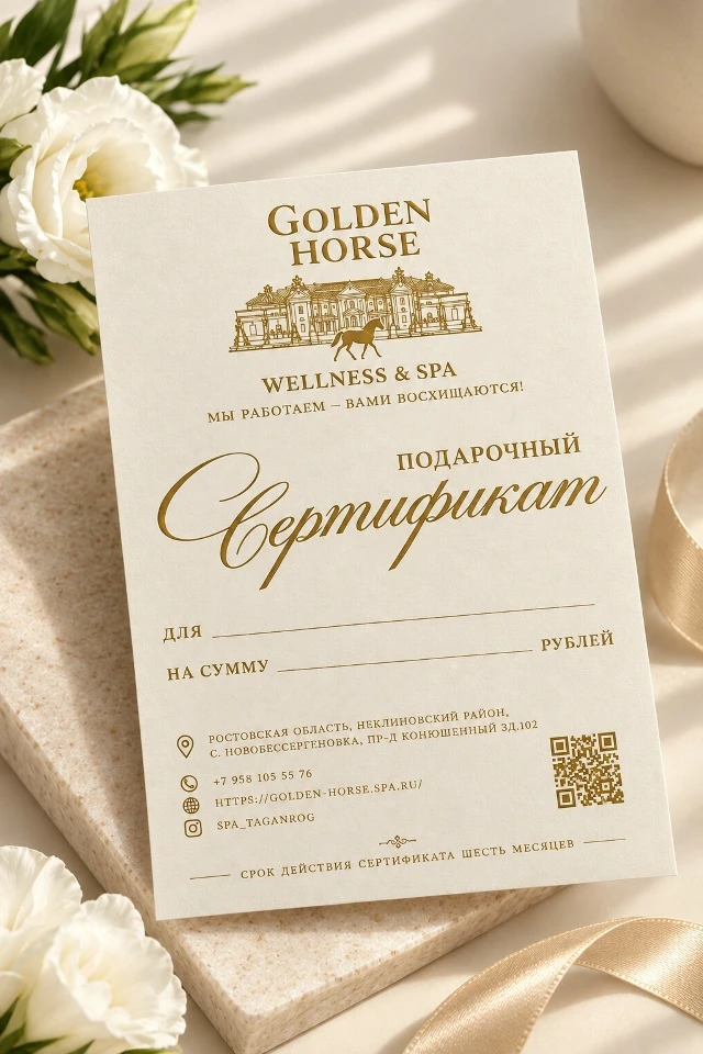 Подарочный сертификат GOLDEN HORSE Wellness & Spa — это возможность подарить не просто ...
