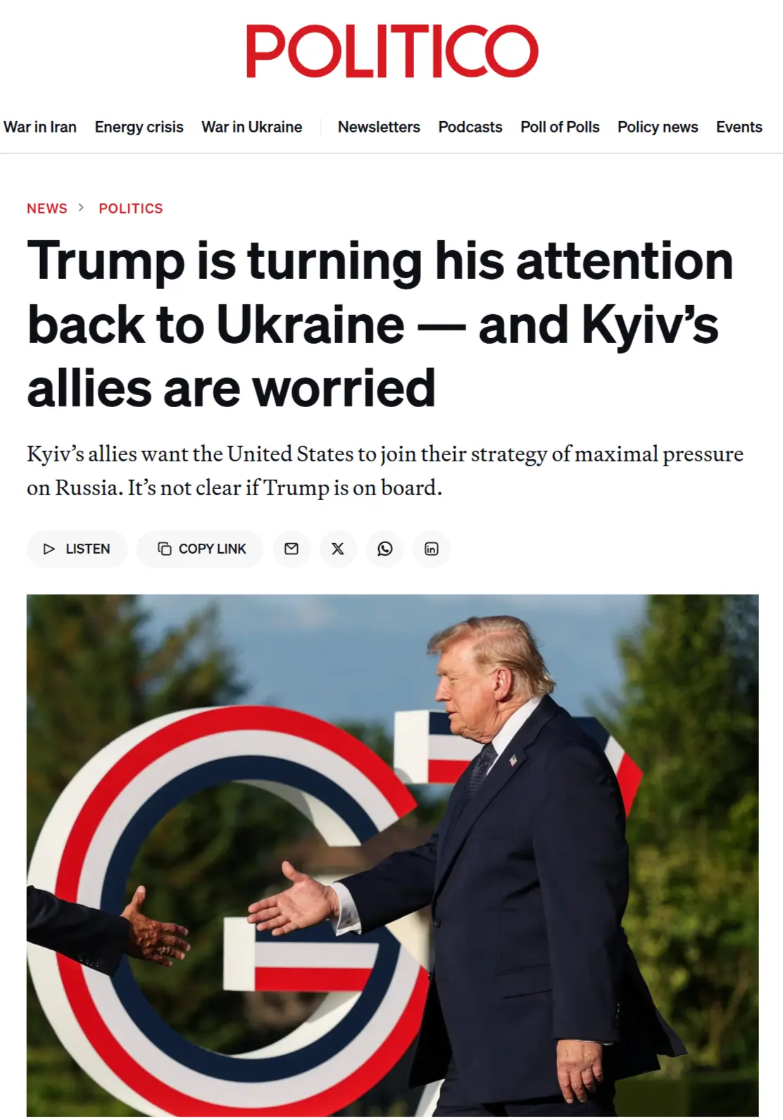 Politico: Союзники Киева пытаются избежать конфликта с президентом США Дональдом Трампом на саммите 
