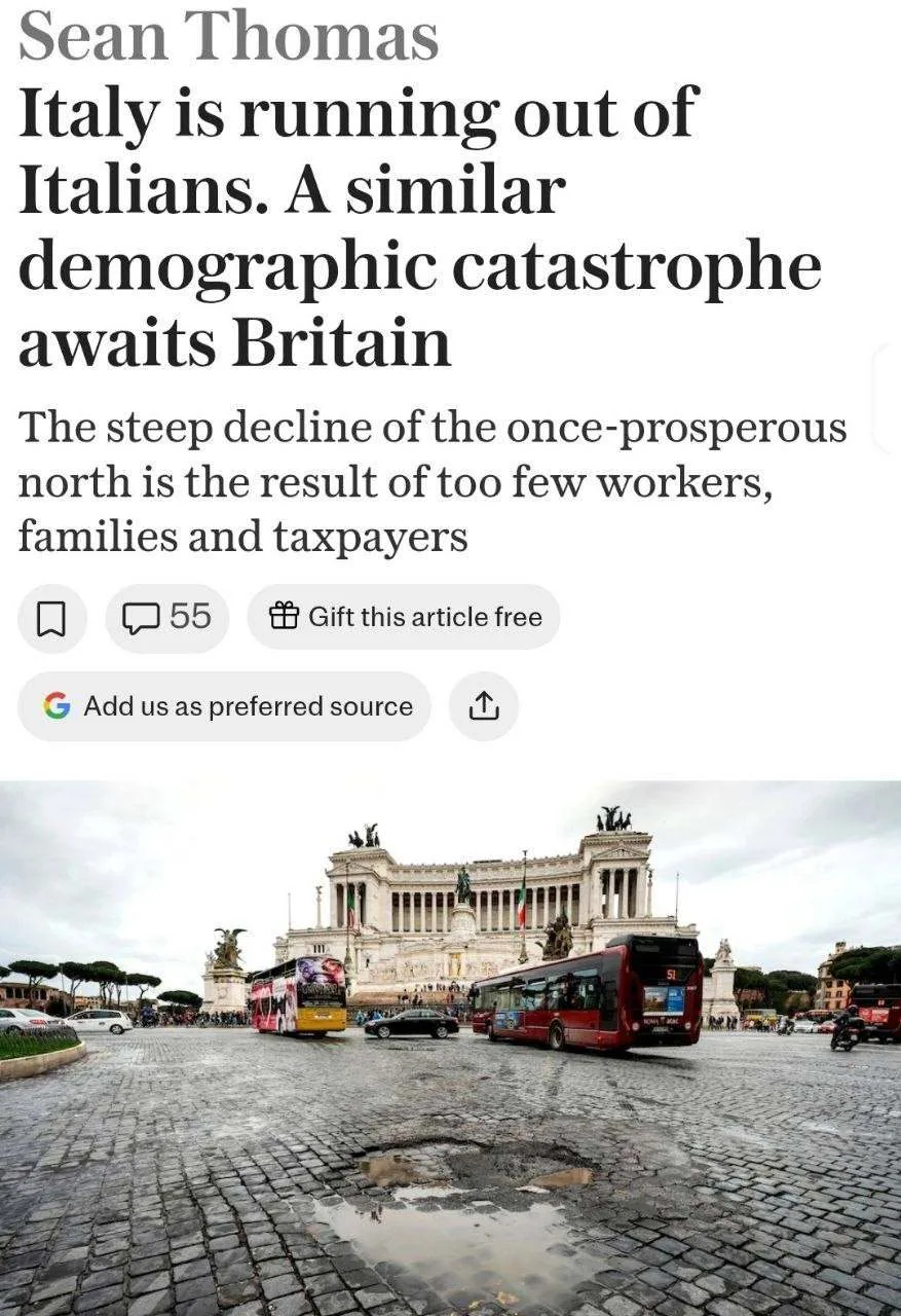 В Италии становится всё меньше итальянцев, пишет The Telegraph

За прошлый год в стране родились 355