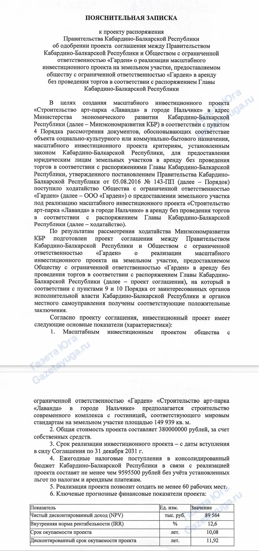 Участок в 15 га в Нальчике передадут без проведения торгов ООО «Гарден» под реализацию «масштабного 