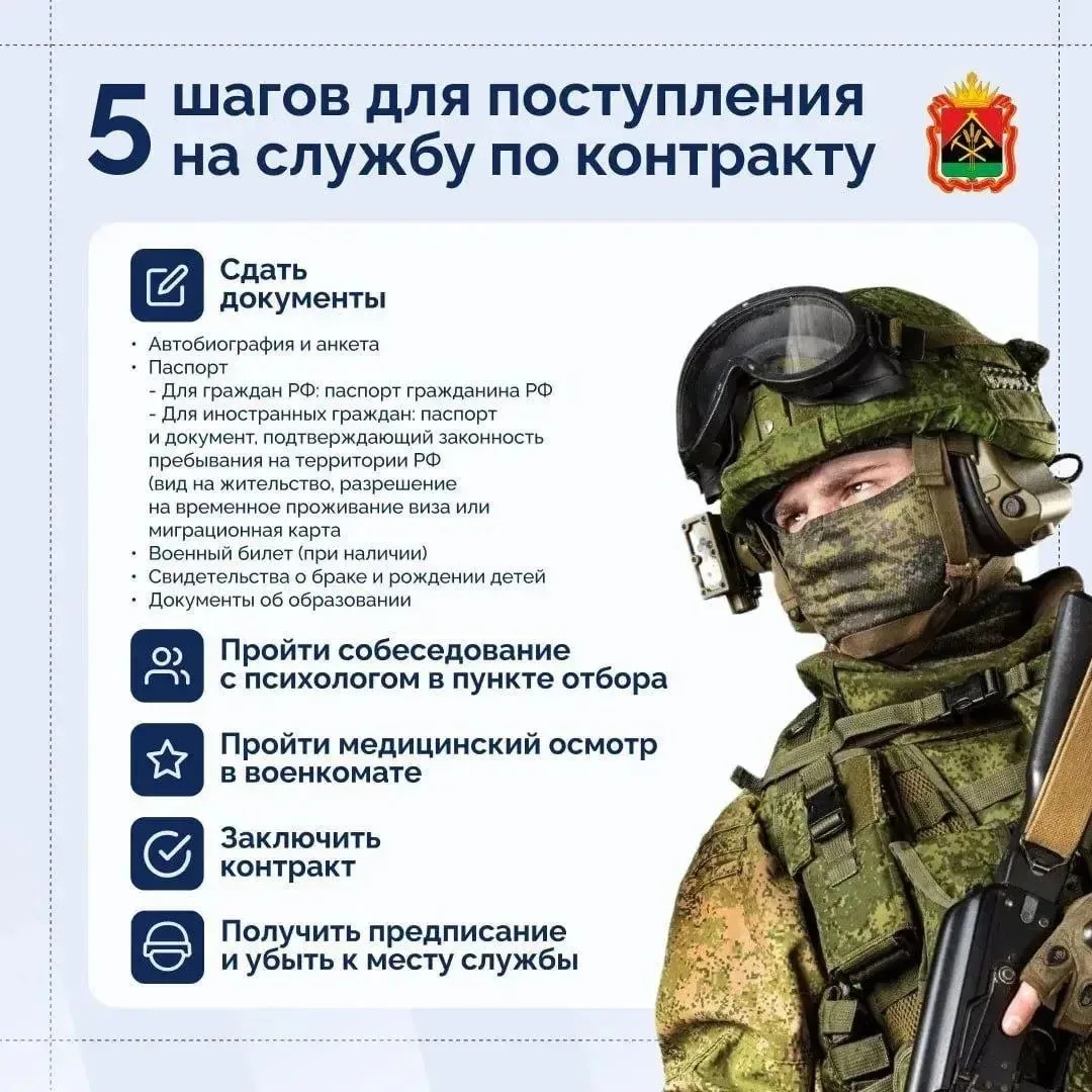 Для поступления на службу можно обратиться в пункт отбора по месту проживания или оставить заявку на