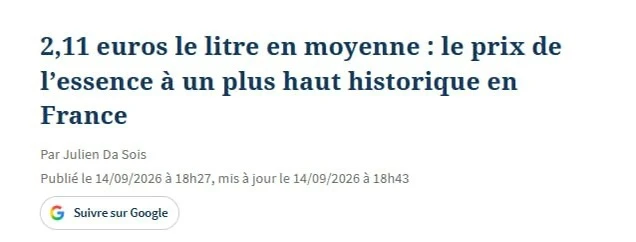 ⚡️Цены на бензин во Франции обновили исторический максимум, — Le Figaro.