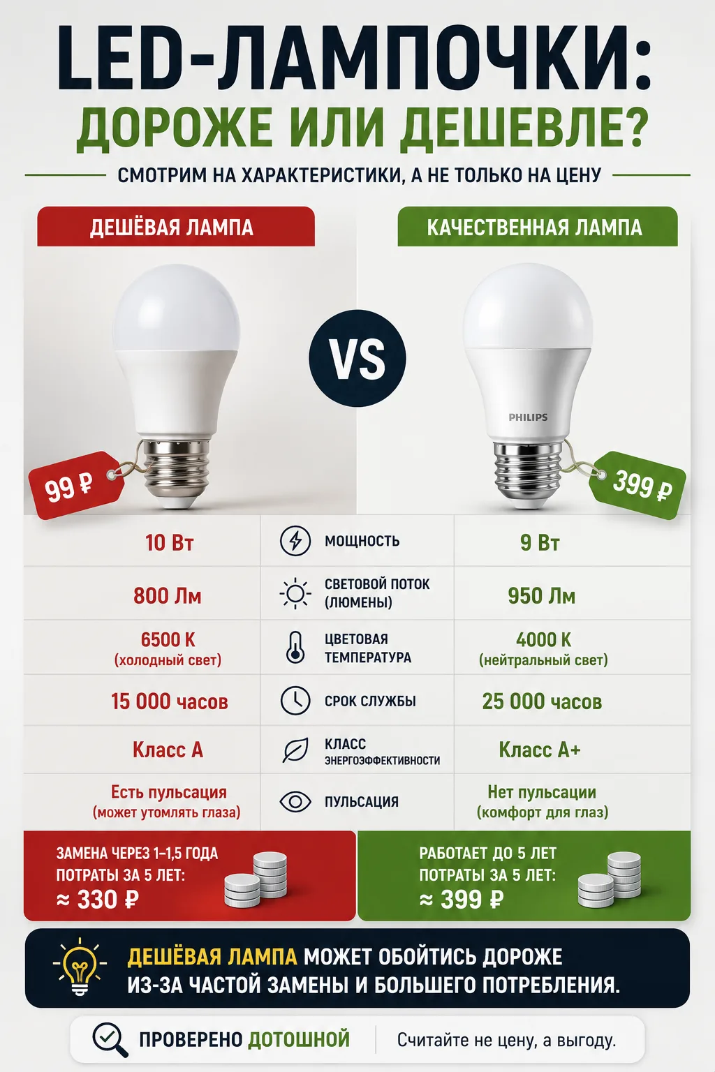 💡 LED-ЛАМПОЧКИ: ДОРОЖЕ ИЛИ ДЕШЕВЛЕ?