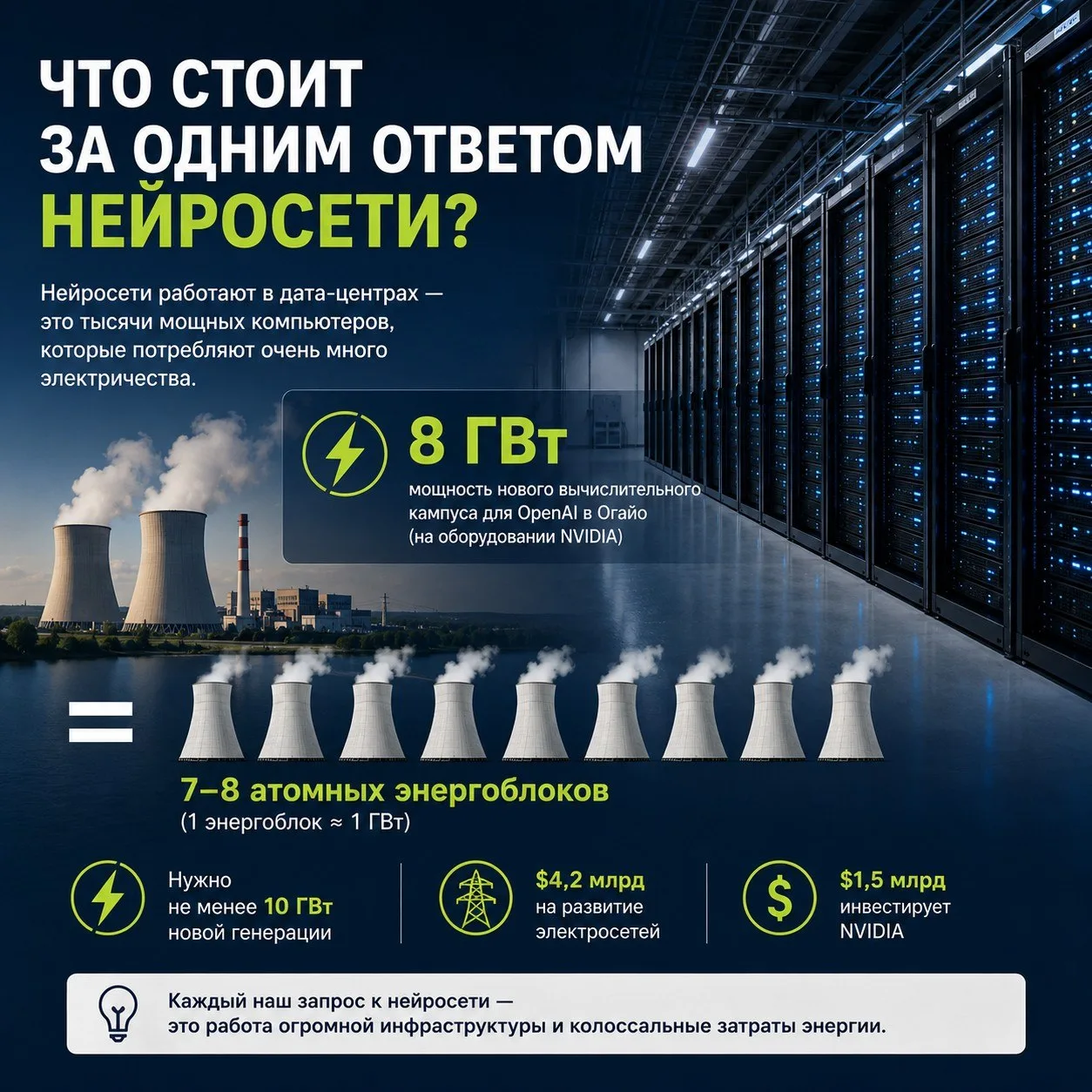 ⚡ Что на самом деле стоит за одним ответом нейросети?