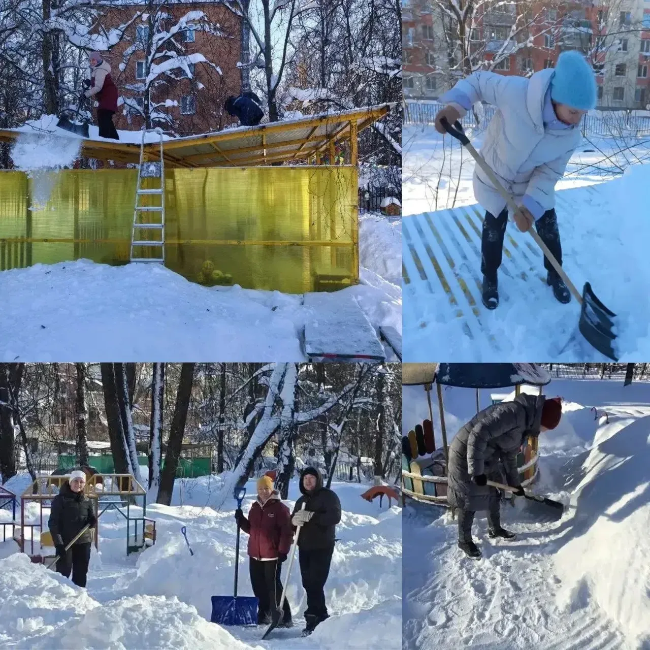 Сегодня в школе и в дошкольных отделениях прошел субботник по уборке снега.  Администрация МБОУ «Шко