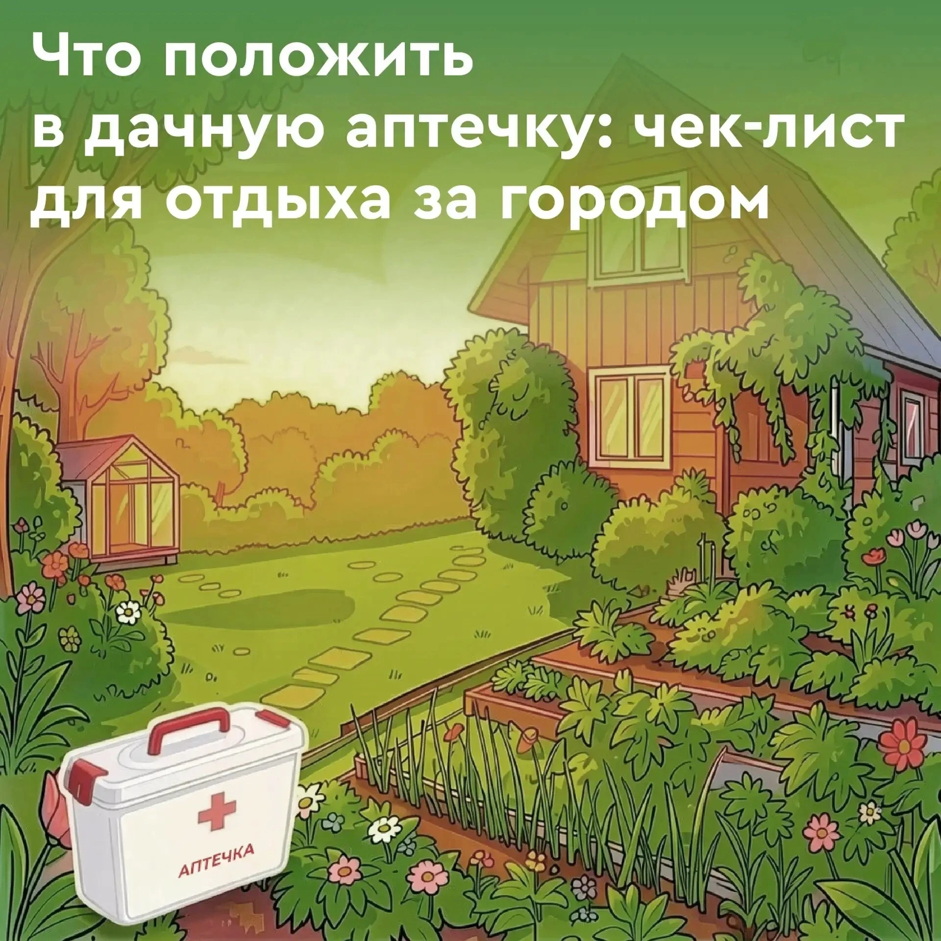 💊 Собираясь на дачу, не забудьте аптечку!