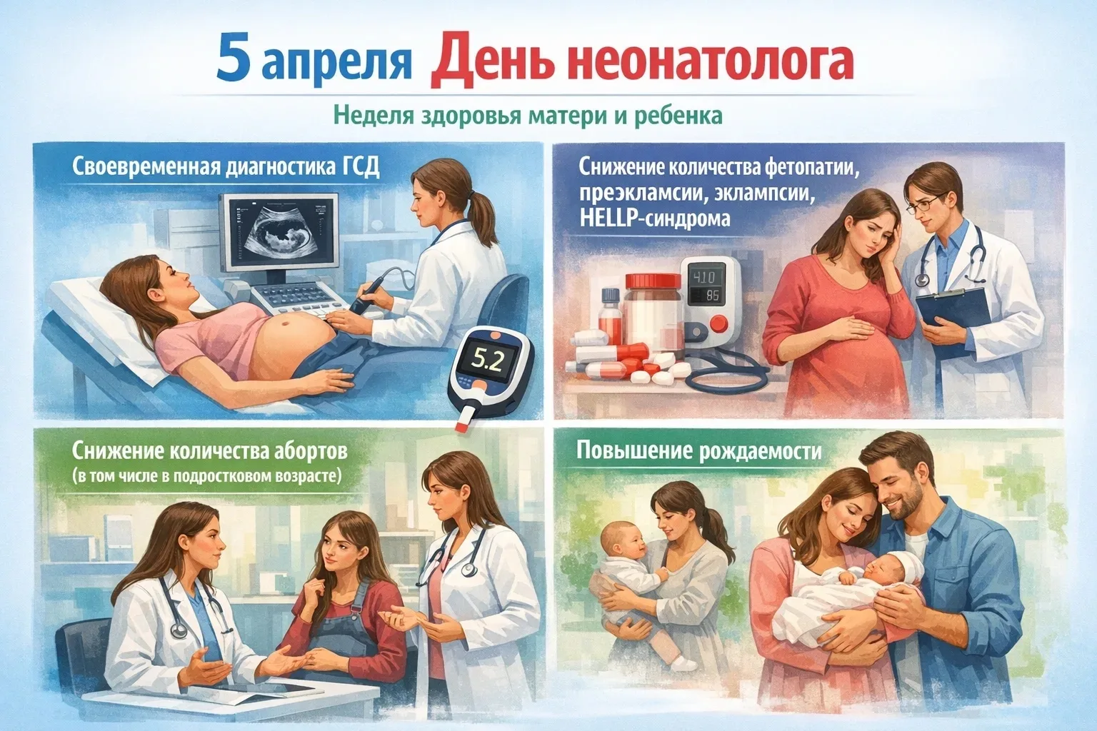 🌱 Здоровье мамы и малыша: о самом важном простыми словами
5 апреля — Неделя здоровья матери и ребен