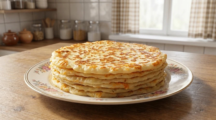 Вкусный, быстрый и полезный завтрак — сырная лепёшка на кефире