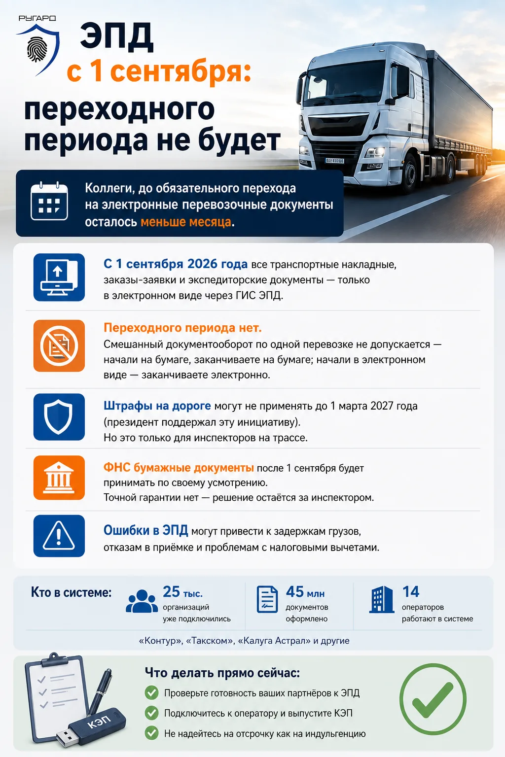 🚛 ЭПД с 1 сентября: переходного периода не будет