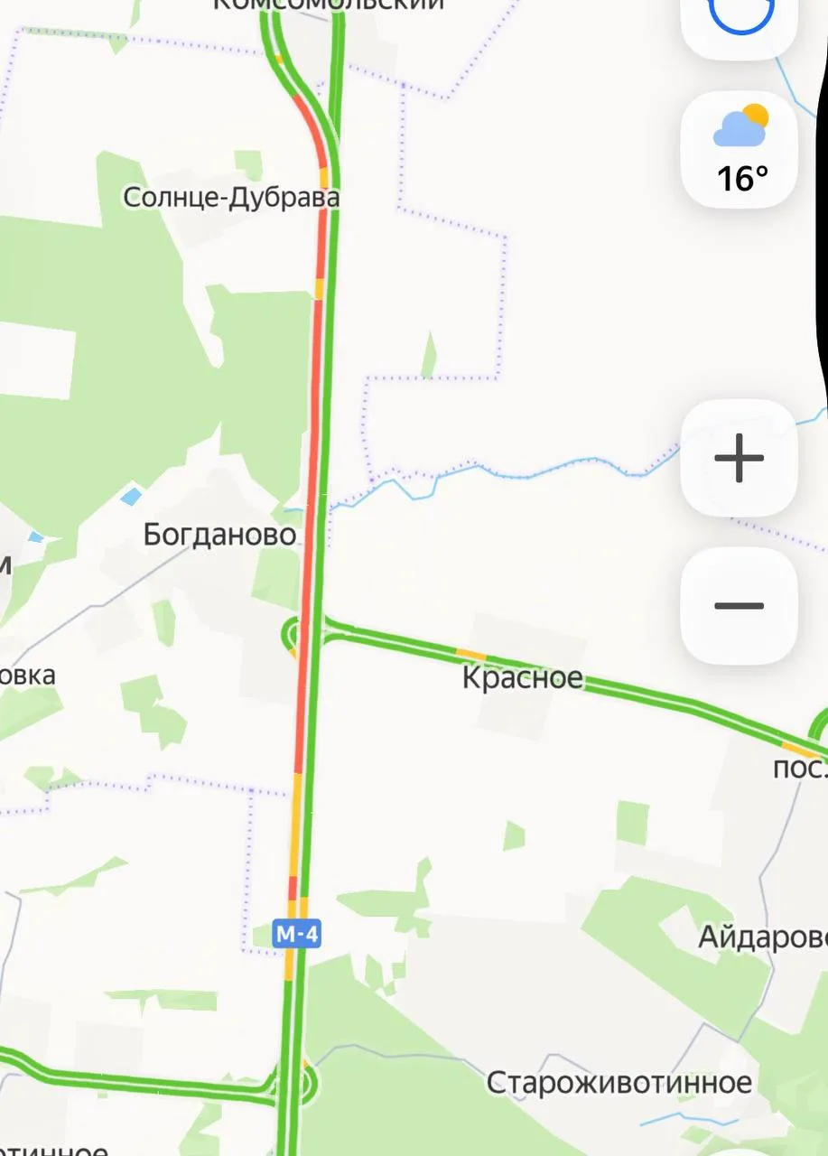 Пробка в сторону Воронежа собралась в районе Староживотинного.