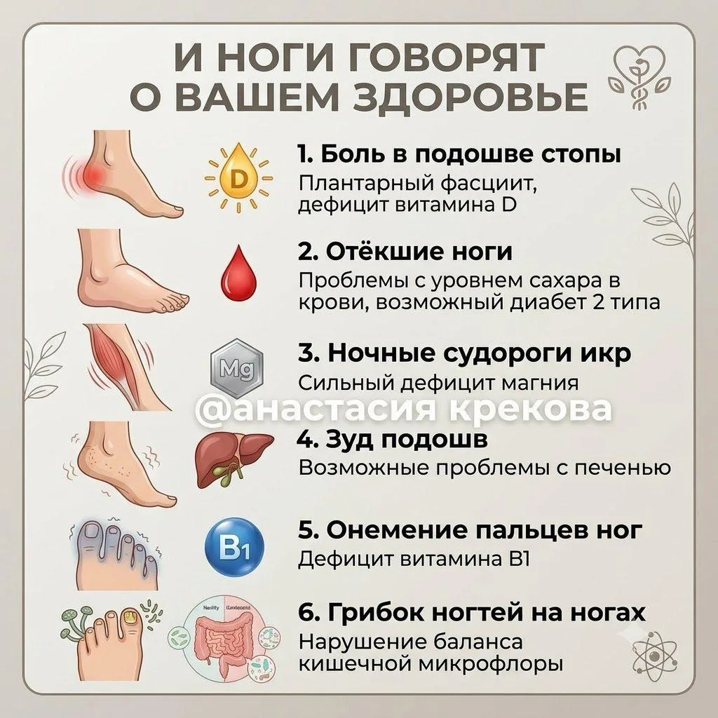 Ваши ноги – зеркало здоровья. Проверьте себя! 👣

Мы привыкли думать, что боль в ногах – это просто 