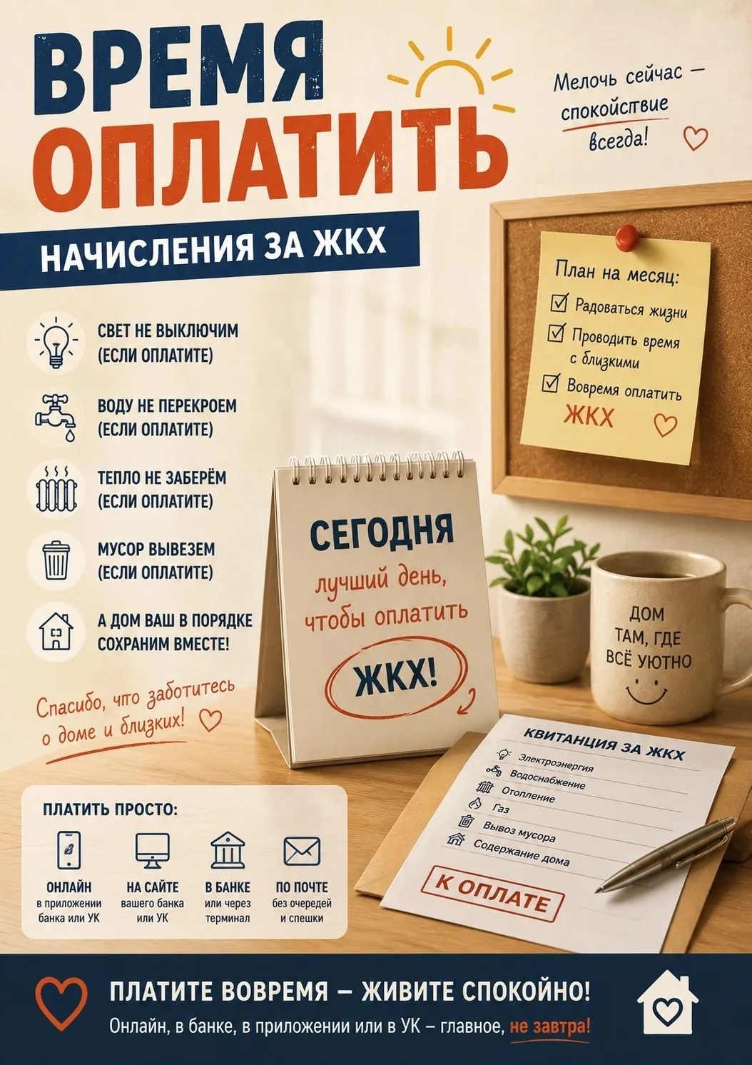 🌞 Доброе утро, жители «Ленинских высоток»! 

Напоминаем, что пора оплатить коммунальные услуги — кв