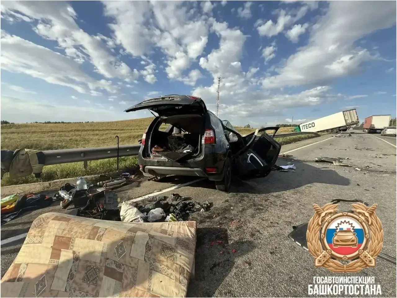 В Благоварском районе водитель Nissan погиб в ДТП с КамАЗом и Lada