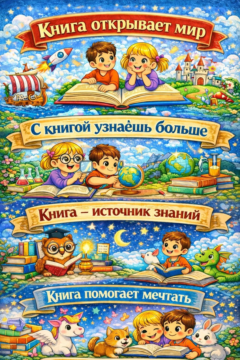 «Неделя детской книги: яркие плакаты о пользе чтения».