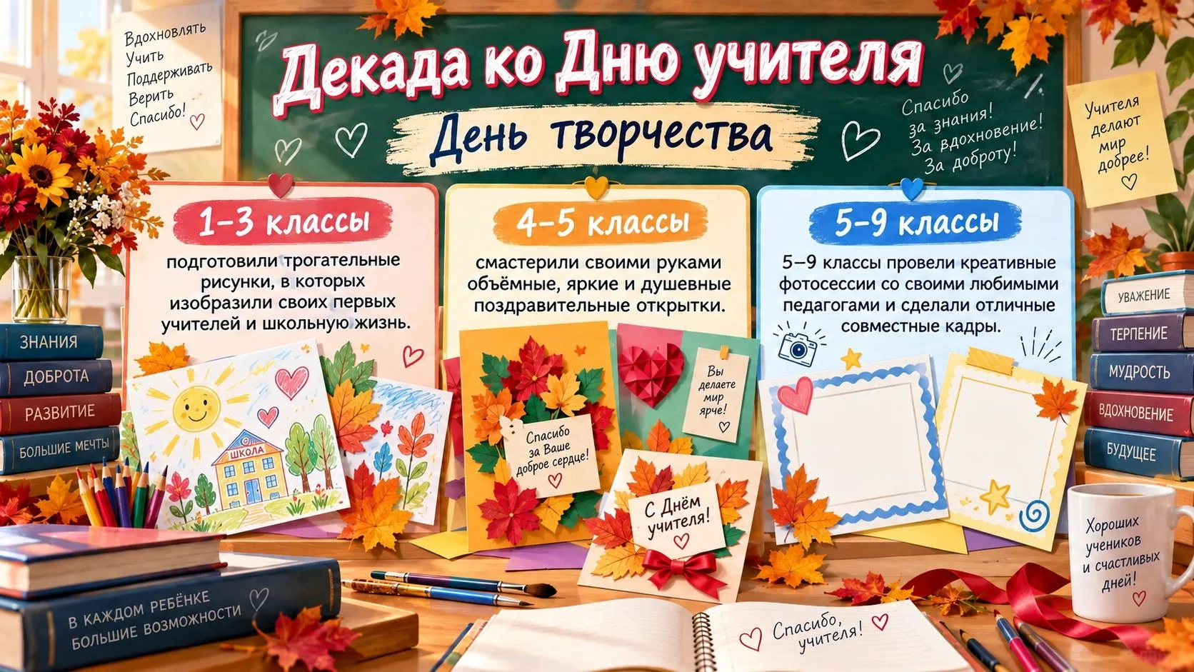День творчества в разгаре! Продолжаем нашу декаду ко Дню учителя!