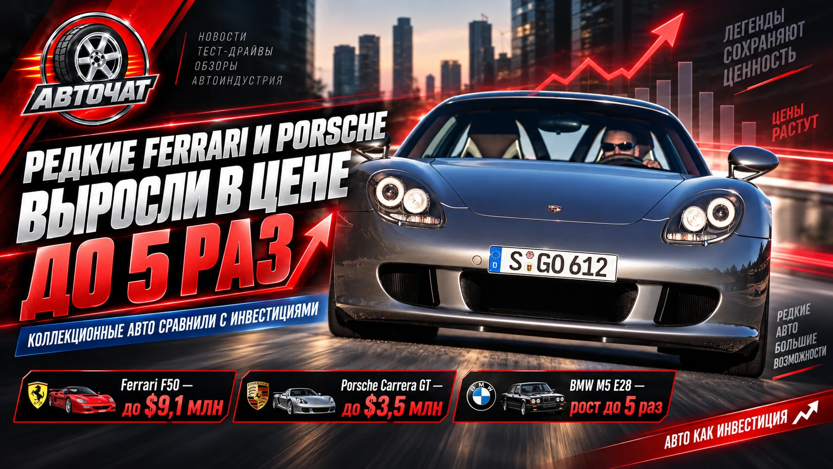 Редкие Ferrari и Porsche за 10 лет подорожали в пять раз: коллекционные авто сравнили с...